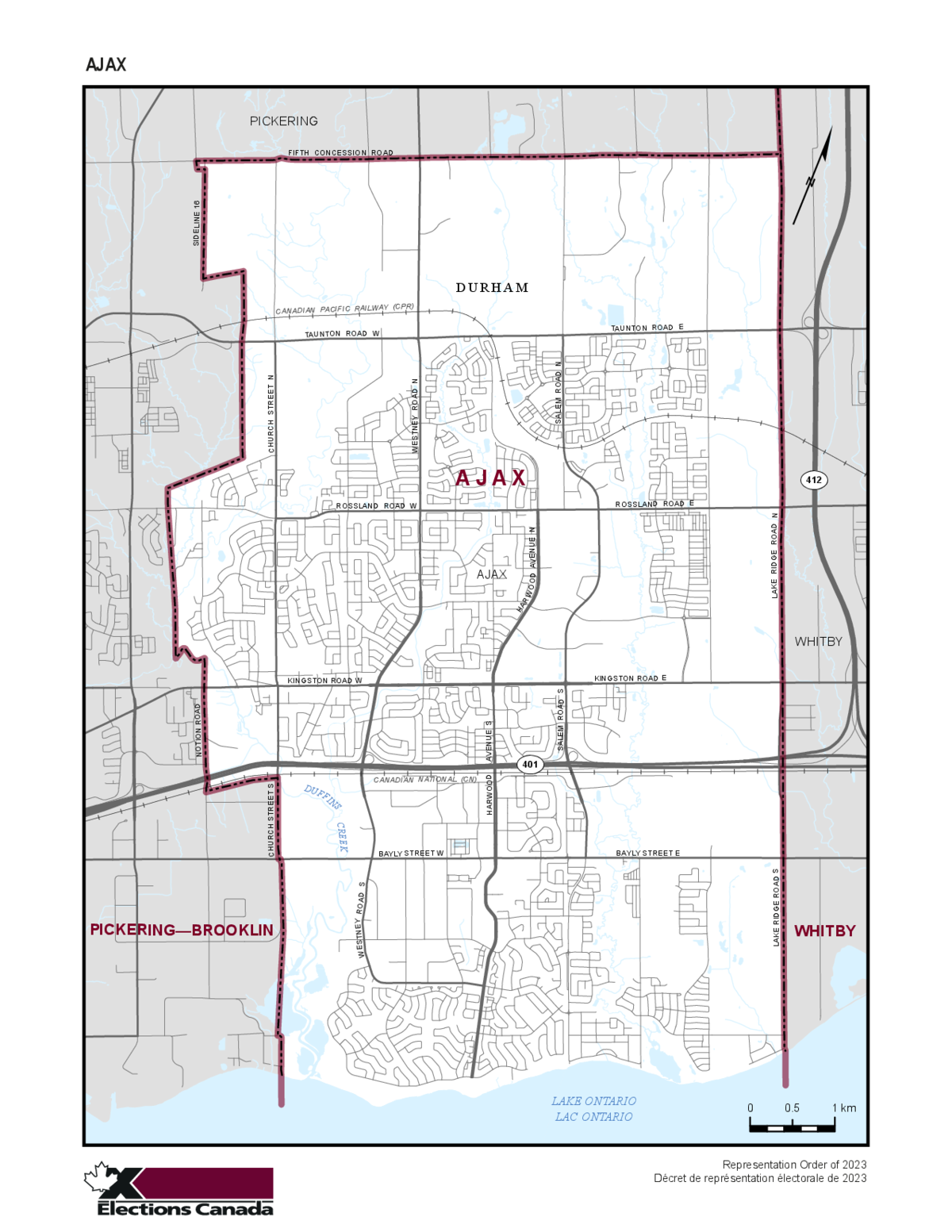 Ajax federal riding map