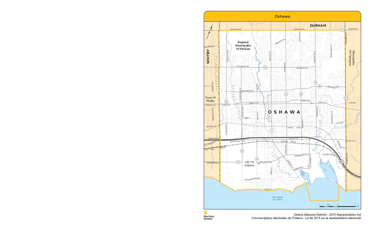 Oshawa riding map