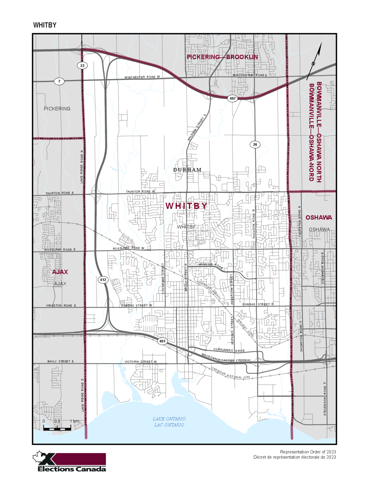 Whitby federal riding map